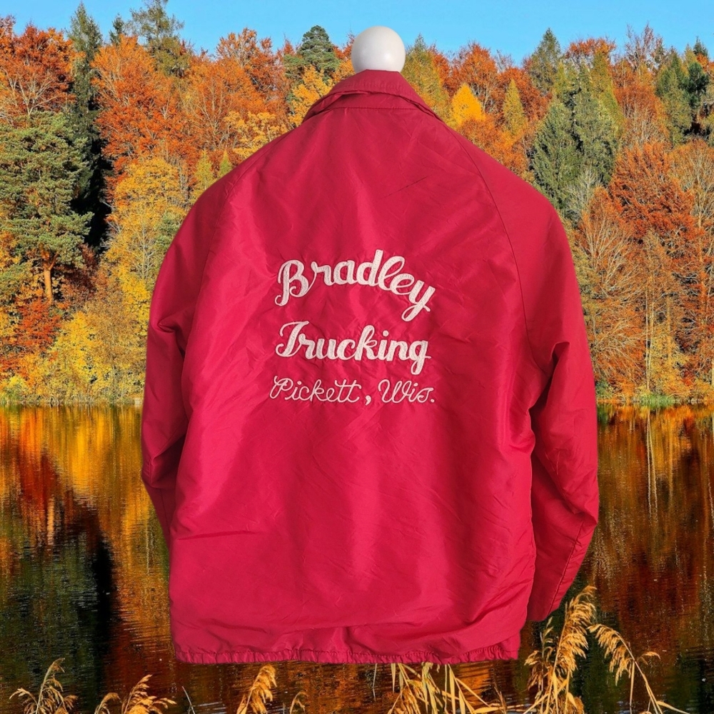 Red Vintage 70s White Thin Flannel Lining Windbreaker